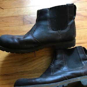 Timberland Slip-on Dark Brown Leather Boots Men's Size 11.5